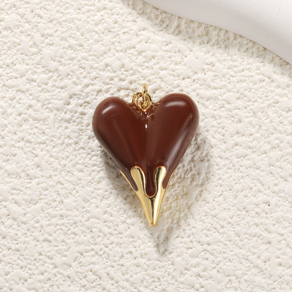 Pendant Diy Accessories Copper Heartshaped Electroplating Lava Love Red Heart Crystal
