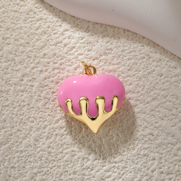 Pendant Diy Accessories Copper Heartshaped Electroplating Lava Love Red Heart Crystal