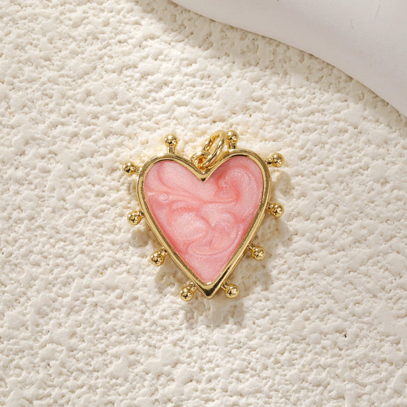 Pendant Diy Accessories Copper Heartshaped Electroplating Lava Love Red Heart Crystal