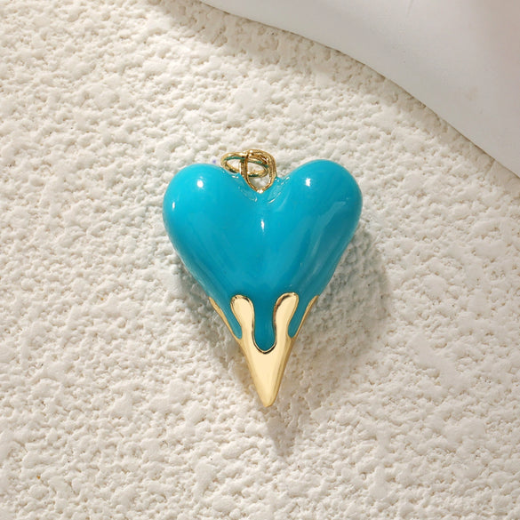 Pendant Diy Accessories Copper Heartshaped Electroplating Lava Love Red Heart Crystal