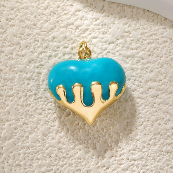 Pendant Diy Accessories Copper Heartshaped Electroplating Lava Love Red Heart Crystal