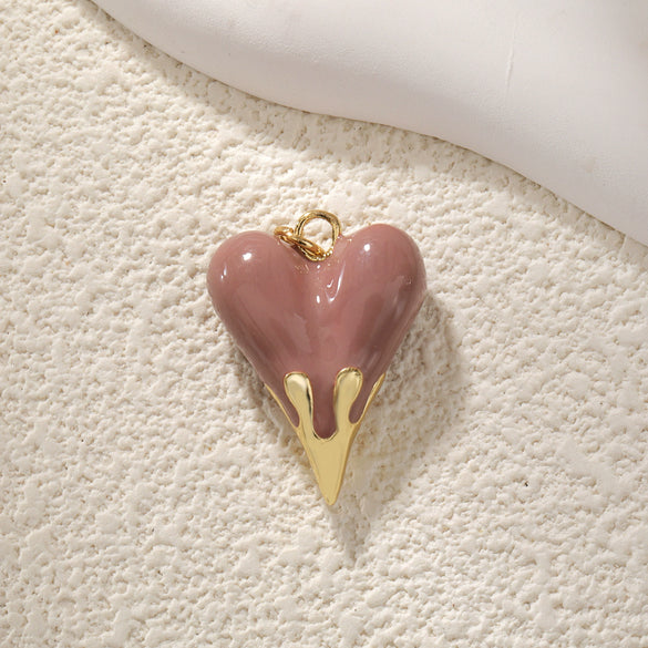 Pendant Diy Accessories Copper Heartshaped Electroplating Lava Love Red Heart Crystal
