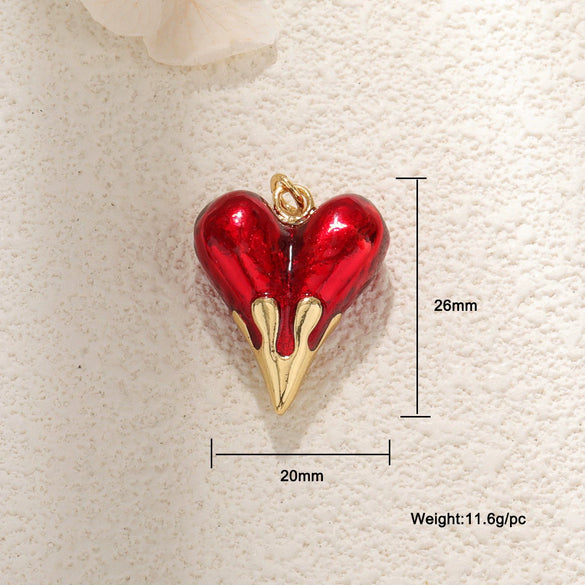 Pendant Diy Accessories Copper Heartshaped Electroplating Lava Love Red Heart Crystal