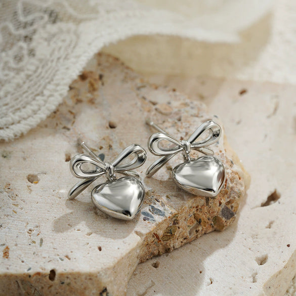 Pendant Earrings Copper Heartshaped Bow Tie Electroplating For Women