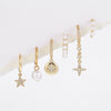 Pendant Earrings Copper Pearl Star Geometric Style Six Piece Set