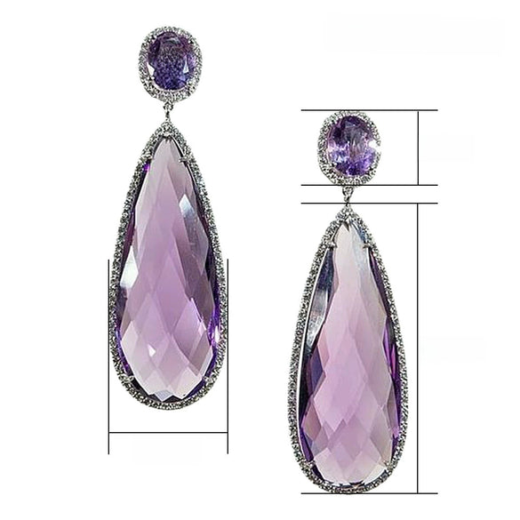 Pendant Earrings Copper Water Drop Pear Shaped Colored Diamond