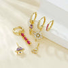 Pendant Earrings Copper Zirconia Niche Style Cartoon Astronaut Water Drop Splicing Flower Pattern