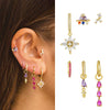 Pendant Earrings Copper Zirconia Niche Style Cartoon Astronaut Water Drop Splicing Flower Pattern