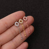 Pendant Earrings Stainless Steel Flower Inlaid Zircon Women's