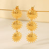 Pendant Earrings Stainless Steel Geometric Hammered Electroplated Sunflower Style For Women