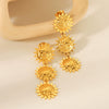 Pendant Earrings Stainless Steel Geometric Hammered Electroplated Sunflower Style For Women