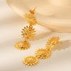 Pendant Earrings Stainless Steel Geometric Hammered Electroplated Sunflower Style For Women