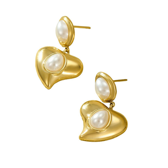 Pendant Earrings Stainless Steel 18K Vintage Electroplated Irregular Love Pearl Water Drop Style For Women