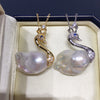 Pendant Freshwater Pearl Copper Alien Shape Classic Minimalist Style