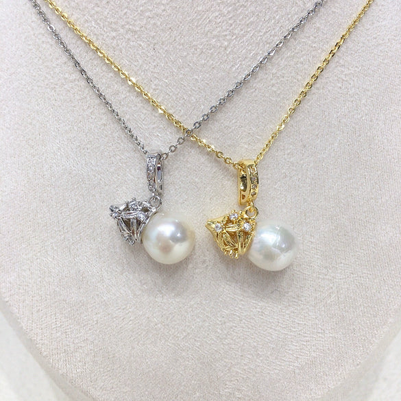 Pendant Freshwater Pearl Copper Round Gourd Baroque Candy Wrinkle Aurora Style