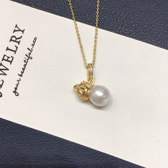 Pendant Freshwater Pearl Copper Round Gourd Baroque Candy Wrinkle Aurora Style