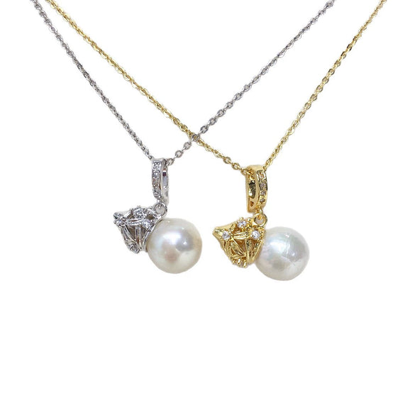 Pendant Freshwater Pearl Copper Round Gourd Baroque Candy Wrinkle Aurora Style