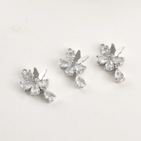 Pendant Jewelry Accessories Copper Electroplated Fairy Butterfly Flower Water Drop Zircon Hand Made
