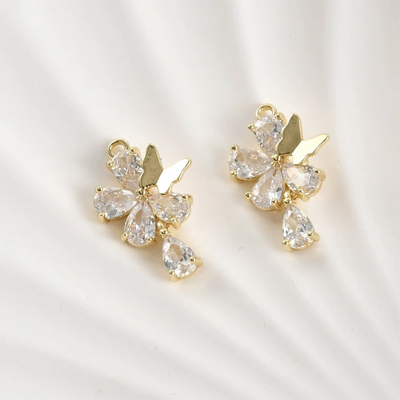 Pendant Jewelry Accessories Copper Electroplated Fairy Butterfly Flower Water Drop Zircon Hand Made