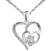Pendant Jewelry Copper Double Peach Heart Shape With Cat Claw Pattern Inlaid Zircon For Women