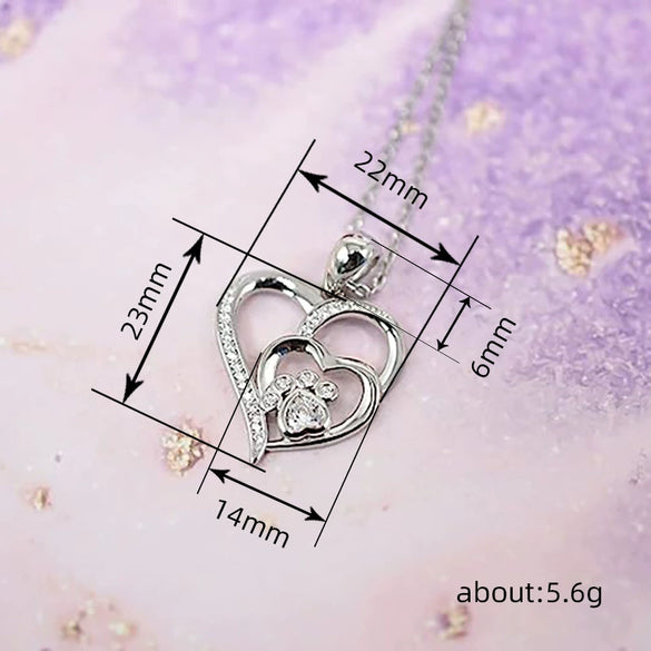 Pendant Jewelry Copper Double Peach Heart Shape With Cat Claw Pattern Inlaid Zircon For Women