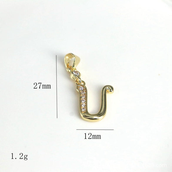 Pendant Jewelry Copper Gold Inlaid Letter Style Accessories