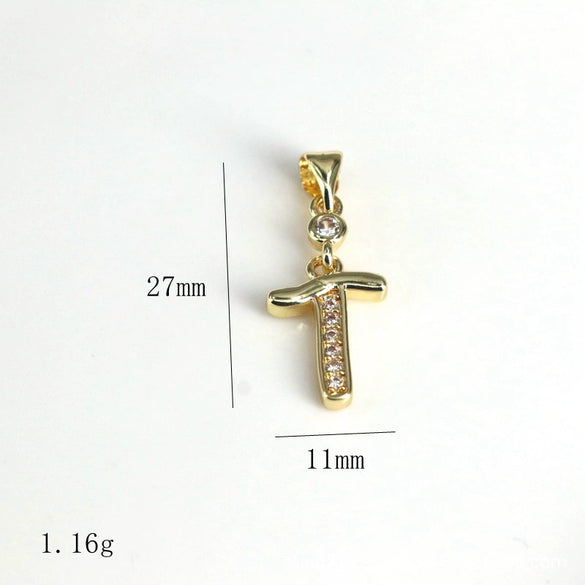 Pendant Jewelry Copper Gold Inlaid Letter Style Accessories