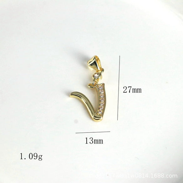Pendant Jewelry Copper Gold Inlaid Letter Style Accessories