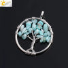 Pendant Jewelry Handmade With Natural Crystal Semi Precious Stone And Tree Of Life Design Electroplated