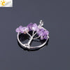 Pendant Jewelry Handmade With Natural Crystal Semi Precious Stone And Tree Of Life Design Electroplated