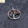 Pendant Jewelry Handmade With Natural Crystal Semi Precious Stone And Tree Of Life Design Electroplated