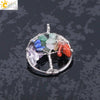 Pendant Jewelry Handmade With Natural Crystal Semi Precious Stone And Tree Of Life Design Electroplated