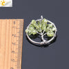 Pendant Jewelry Handmade With Natural Crystal Semi Precious Stone And Tree Of Life Design Electroplated