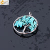 Pendant Jewelry Handmade With Natural Crystal Semi Precious Stone And Tree Of Life Design Electroplated