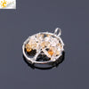 Pendant Jewelry Handmade With Natural Crystal Semi Precious Stone And Tree Of Life Design Electroplated