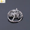 Pendant Jewelry Handmade With Natural Crystal Semi Precious Stone And Tree Of Life Design Electroplated