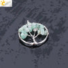 Pendant Jewelry Handmade With Natural Crystal Semi Precious Stone And Tree Of Life Design Electroplated