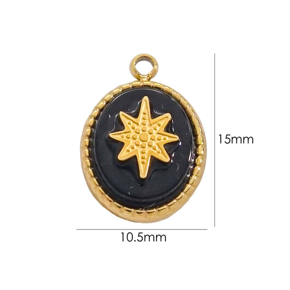 Pendant Jewelry Retro Style Geometric Oval Stainless Steel Natural Stone Inlay