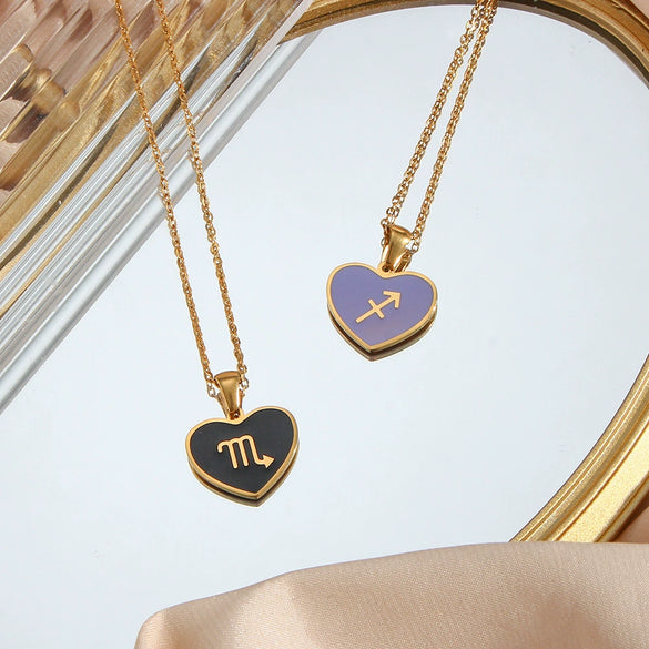 Pendant Jewelry Stainless Steel Geometric Dripping Oil Constellation Rune Necklace