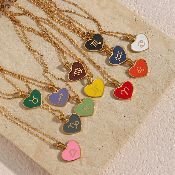 Pendant Jewelry Stainless Steel Geometric Dripping Oil Constellation Rune Necklace