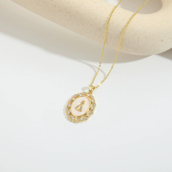 Pendant Mixed Gemstone Inlaid Copper Simple Retro Oval Animals Zodiac Electroplating Design Unisex