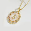 Pendant Mixed Gemstone Inlaid Copper Simple Retro Oval Animals Zodiac Electroplating Design Unisex