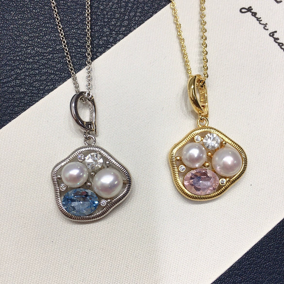 Pendant Natural Freshwater Pearl Copper Circle Minimalist Design Universal Buckle