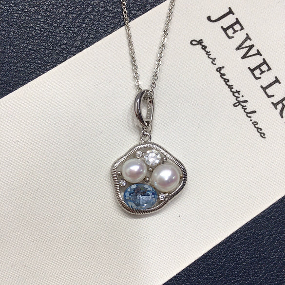 Pendant Natural Freshwater Pearl Copper Circle Minimalist Design Universal Buckle