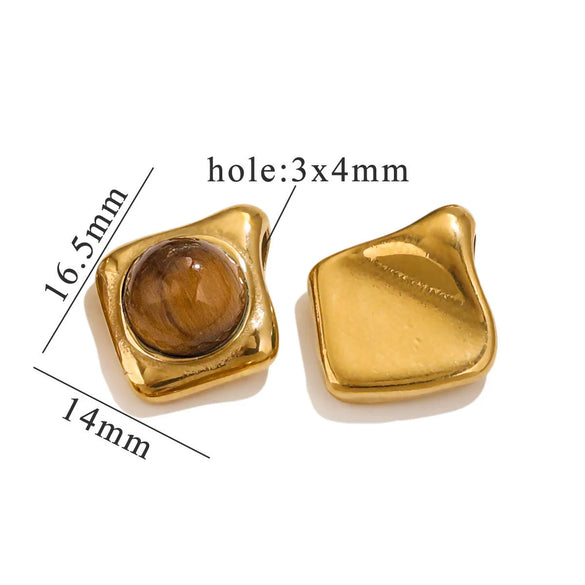Pendant Natural Stone Diamond Stainless Steel 18K Gold Plated Electroplated Accessories