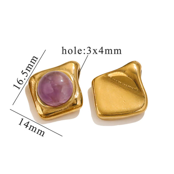 Pendant Natural Stone Diamond Stainless Steel 18K Gold Plated Electroplated Accessories
