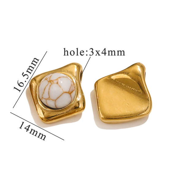 Pendant Natural Stone Diamond Stainless Steel 18K Gold Plated Electroplated Accessories