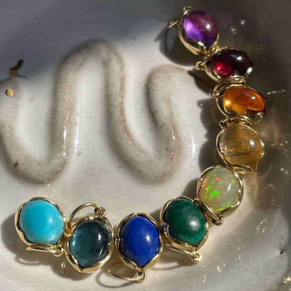 Pendant Natural Stone Geometric Copper Electroplated