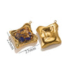 Pendant Natural Stone Gravel Glued Titanium Steel Plated 18K Gold Niche Style