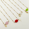 Pendant Natural Stone Titanium Steel Geometric Macaron Color 14K Gold Plated